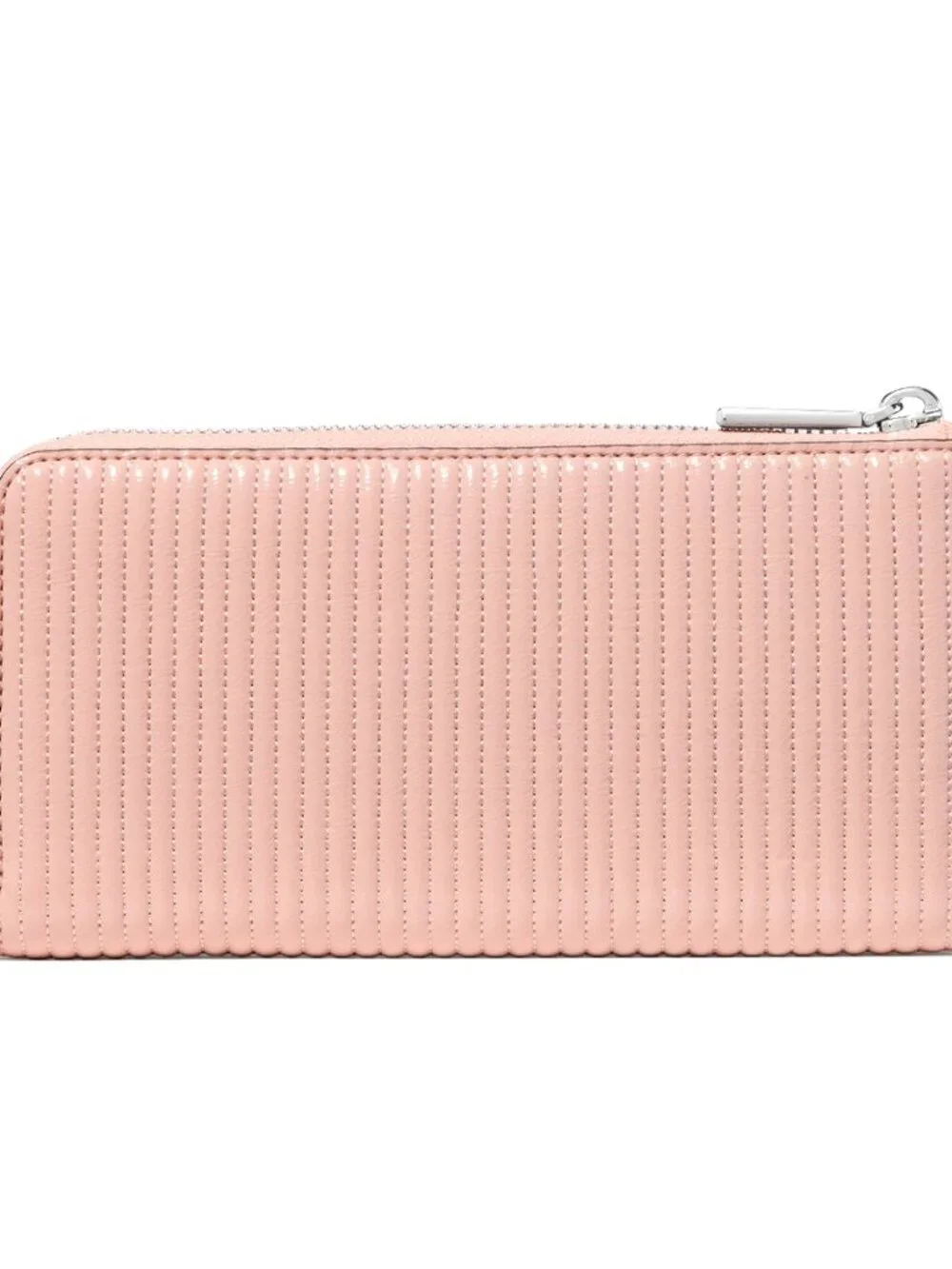 New Kate Spade Shiny Quilted Patent Large Slim L-zip Wallet Rose Smoke